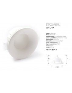 LED-EINBAULEUCHTE IN GIPS QUADRAT, UNTEN, ART.1 MIS. cm.12X12x2.5