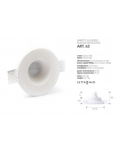 LED-EINBAULEUCHTE IN GIPS QUADRAT, UNTEN, ART.1 MIS. cm.12X12x2.5