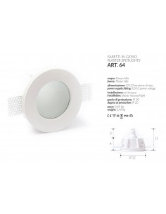 LED-EINBAULEUCHTE IN GIPS QUADRAT, UNTEN, ART.1 MIS. cm.12X12x2.5