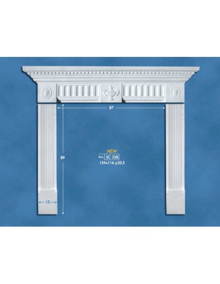 FIREPLACE PLASTER CERAMIZZATO ART.C L. cm.128 x h.115 x p.19,5