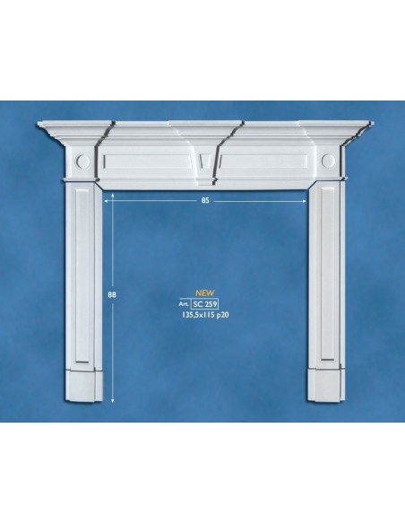 FIREPLACE PLASTER CERAMIZZATO ART.C L. cm.128 x h.115 x p.19,5