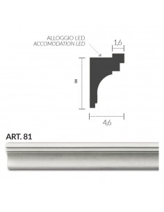 MARCO de YESO de CERÁMICA de la PARED INTERIOR se puede PINTAR 201 Barra de mt.1,5