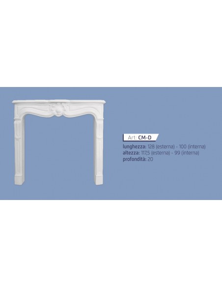 CAMINETTO IN GESSO CERAMIZZATO ART.260 L.cm.136 x h.123 x p.24