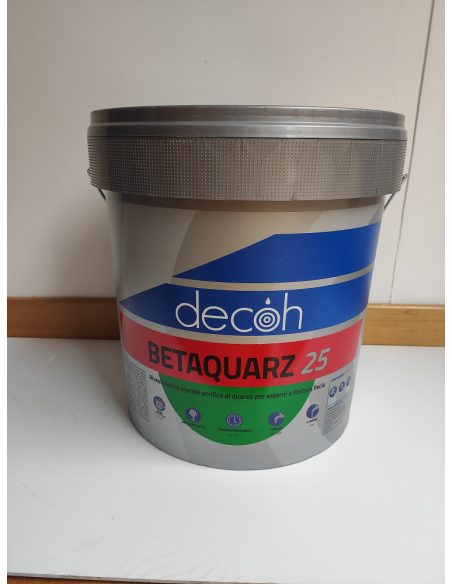 Pittura acrilica al quarzo Lt.13, per interni-esterni, con buon potere coprente e notevole resistenza agli agenti atmosferici.