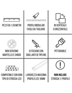 MARCO de YESO de CERÁMICA de la PARED INTERIOR se puede PINTAR 201 Barra de mt.1,5 2