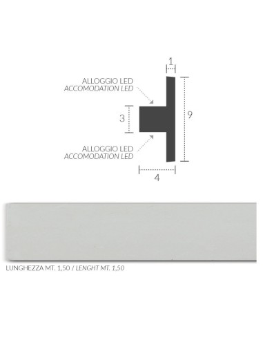 CORNICE IN GESSO  VERNICIABILE PER STRIP LED Art.55. NB le cornici sono confezionate da cm.75