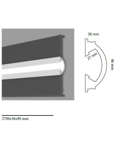Cornice per Strip Led in poliuretano rivestito Asta mt.2 KF501