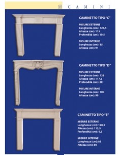 CAMINETTO IN GESSO CERAMIZZATO ART.C  L.cm.128 x h.115 x p.19,5