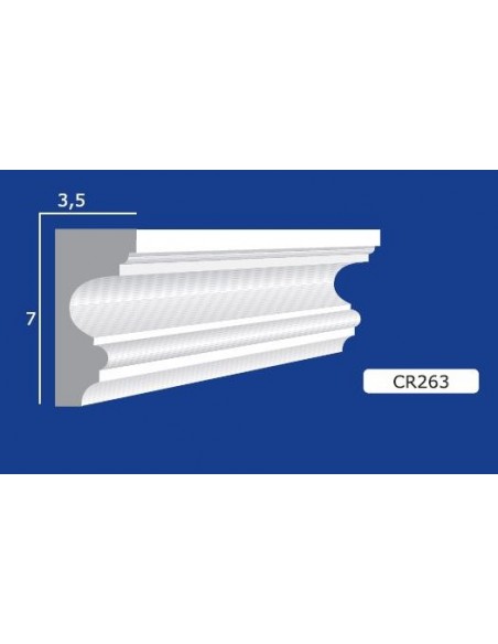 CORNICE DA PARETE PER INTERNI  IN GESSO CERAMICO VERNICIABILE  ART. 263 ASTA DA MT 1,5