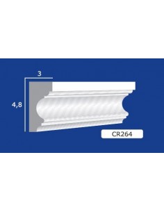 CORNICE DA PARETE PER INTERNI  IN GESSO CERAMICO VERNICIABILE  ART.264 ASTA DA  1,5MT