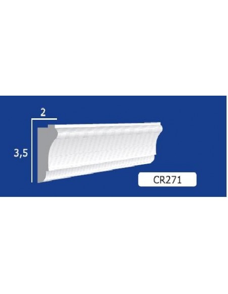 CORNICE DA PARETE PER INTERNI  IN GESSO CERAMICO VERNICIABILE  ART.271  ASTA DA 1,5 MT