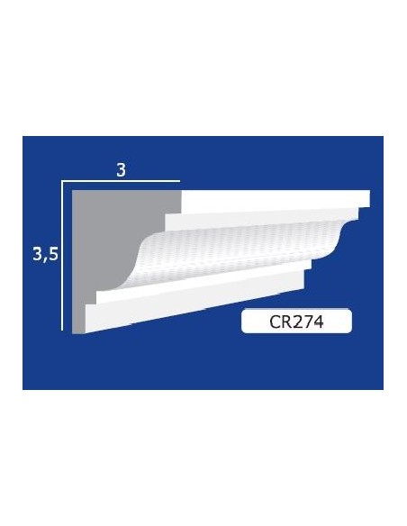 CORNICE DA PARETE PER INTERNI  IN GESSO CERAMICO VERNICIABILE  ART. 274 ASTA DA 1,5 MT