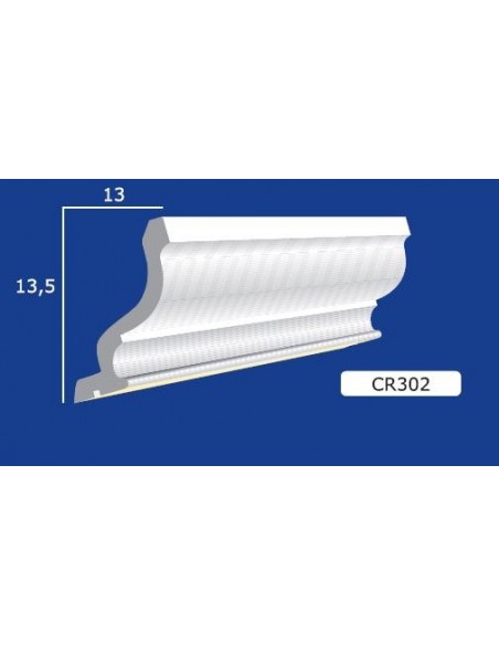 CORNICE DA PARETE PER INTERNI  IN GESSO CERAMICO VERNICIABILE  ART. 302  ASTA DA 1,5 MT