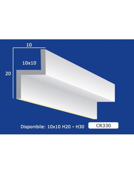 CORNICE DA PARETE PER INTERNI  IN GESSO CERAMICO VERNICIABILE  ART.330-10x10 H30  ASTA DA 1,5 MT