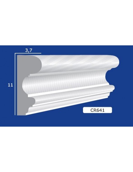 CORNICE DA PARETE PER INTERNI  IN GESSO CERAMICO VERNICIABILE  ART. 641 ASTA DA 1,5 MT