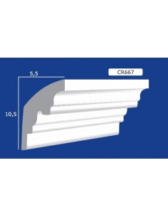 CORNICE DA PARETE PER INTERNI  IN GESSO CERAMICO VERNICIABILE  ART.667 ASTA DA 1,5 MT