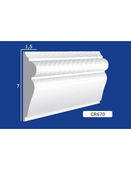 CORNICE DA PARETE PER INTERNI  IN GESSO CERAMICO VERNICIABILE  ART. 670 ASTA DA 1,5 MT
