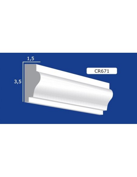 CORNICE DA PARETE PER INTERNI  IN GESSO CERAMICO VERNICIABILE  ART. 671 ASTA DA 1,5 MT