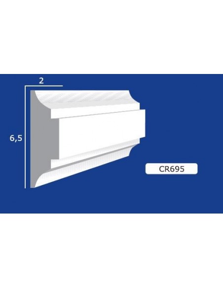 CORNICE DA PARETE PER INTERNI  IN GESSO CERAMICO VERNICIABILE  ART. 695 ASTA DA 1,5 MT