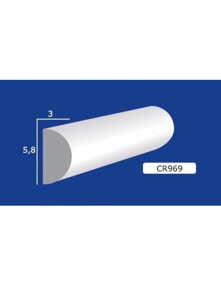 CORNICE DA PARETE PER INTERNI  IN GESSO CERAMICO VERNICIABILE  ART.969 ASTA DA 1,5 MT