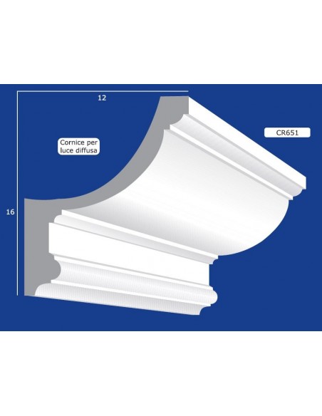 CORNICE DA PARETE PER INTERNI  IN GESSO CERAMICO VERNICIABILE  ART. 651 ASTA DA 1,5 MT