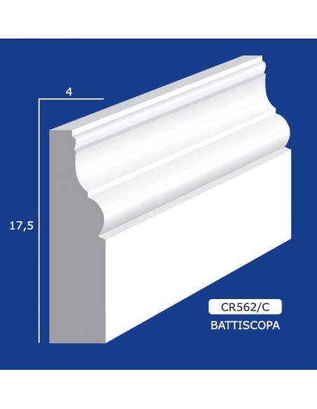 CORNICE DA PARETE PER INTERNI  IN GESSO CERAMICO VERNICIABILE  562/C ASTA DA 1,5 MT