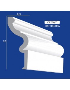CORNICE DA PARETE PER INTERNI  IN GESSO CERAMICO VERNICIABILE  730/C ASTA DA 1,5 MT