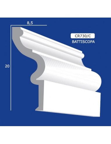 CORNICE  IN GESSO CERAMICO DA PARETE PER INTERNI VERNICIABILE  730/C