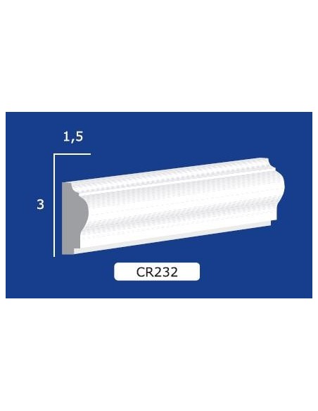 CORNICE DA PARETE PER INTERNI  IN GESSO CERAMICO VERNICIABILE  232 ASTA DA 1,5 MT