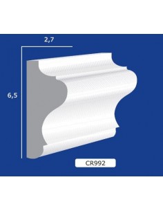 CORNICE DA PARETE PER INTERNI  IN GESSO CERAMICO VERNICIABILE  992 ASTA DA 1,5 MT