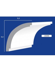 CORNICE DA PARETE PER INTERNI  IN GESSO CERAMICO VERNICIABILE  999 ASTA DA 1,5 MT