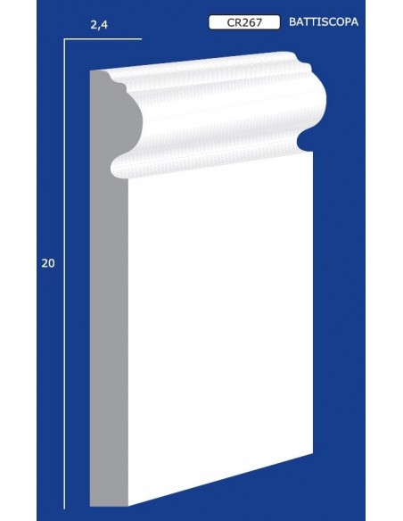 CORNICE DA PARETE PER INTERNI  IN GESSO CERAMICO VERNICIABILE  267 ASTA DA 1,5 MT