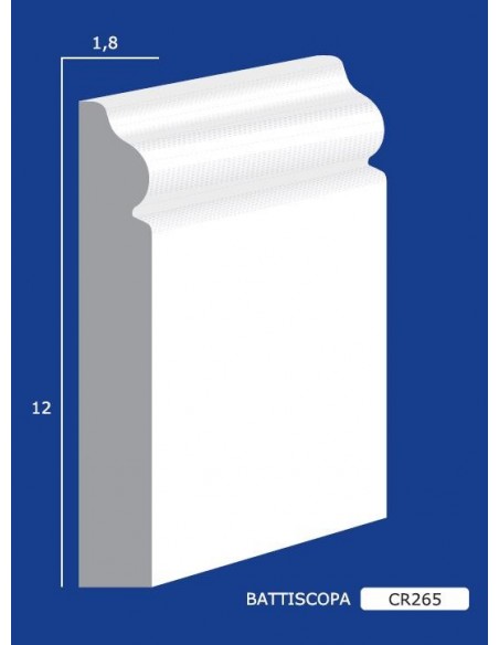 CORNICE DA PARETE PER INTERNI  IN GESSO CERAMICO VERNICIABILE  265 ASTA DA 1,5 MT