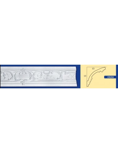 CORNICE DA PARETE PER INTERNI  IN GESSO CERAMICO VERNICIABILE  204 ASTA DA 1,5 MT