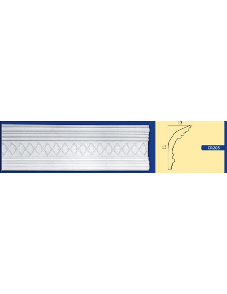 CORNICE DA PARETE PER INTERNI  IN GESSO CERAMICO VERNICIABILE  205 ASTA DA 1,5 MT