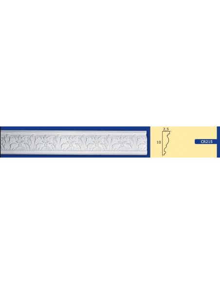 CORNICE DA PARETE PER INTERNI  IN GESSO CERAMICO VERNICIABILE  ART.215 ASTA DA 1,5 MT