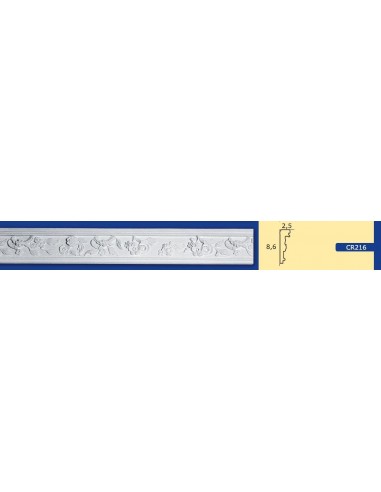 CORNICE DA PARETE PER INTERNI  IN GESSO CERAMICO VERNICIABILE  ART.216 ASTA DA 1,5 MT