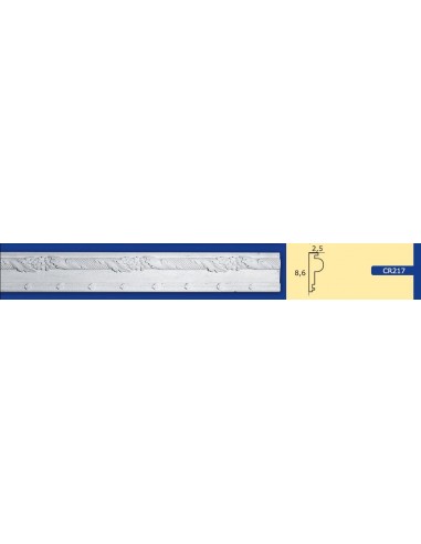 CORNICE DA PARETE PER INTERNI  IN GESSO CERAMICO VERNICIABILE  ART. 217 ASTA DA 1,5 MT