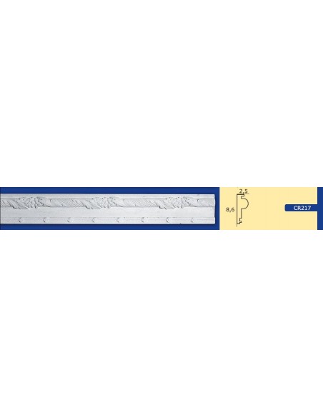 CORNICE DA PARETE PER INTERNI  IN GESSO CERAMICO VERNICIABILE  ART. 217 ASTA DA 1,5 MT