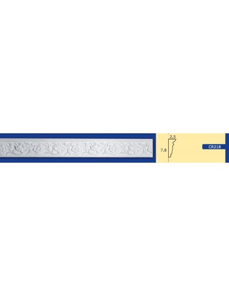 CORNICE DA PARETE PER INTERNI  IN GESSO CERAMICO VERNICIABILE  ART. 218 ASTA DA 1,5 MT