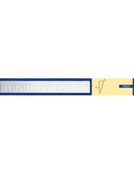 CORNICE DA PARETE PER INTERNI  IN GESSO CERAMICO VERNICIABILE  ART. 227 ASTA DA 1,5 MT