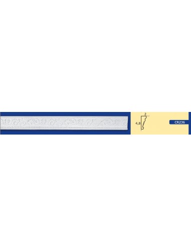CORNICE DA PARETE PER INTERNI  IN GESSO CERAMICO VERNICIABILE  ART. 236 ASTA DA 1,5 MT