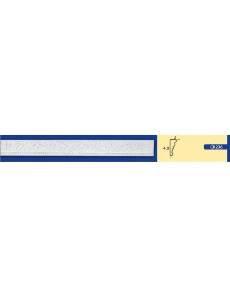 CORNICE DA PARETE PER INTERNI  IN GESSO CERAMICO VERNICIABILE  ART. 236 ASTA DA 1,5 MT