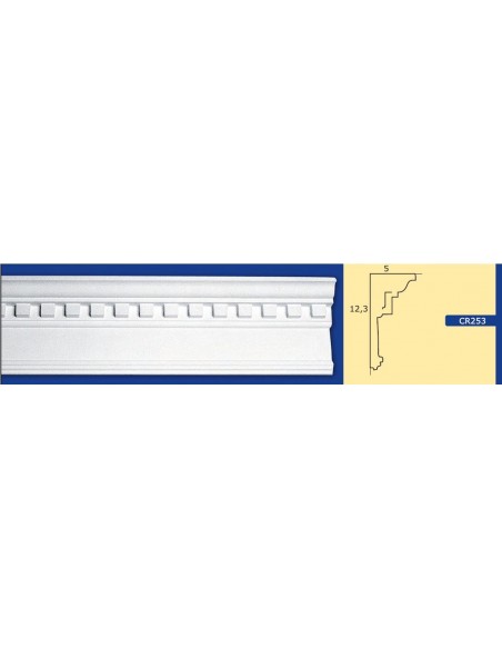 CORNICE DA PARETE PER INTERNI  IN GESSO CERAMICO VERNICIABILE  ART.253 ASTA DA 1,5 MT