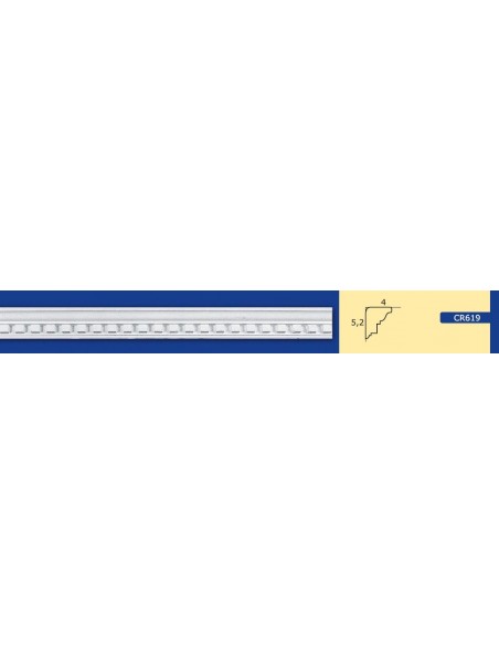 CORNICE DA PARETE PER INTERNI  IN GESSO CERAMICO VERNICIABILE  ART. 619 ASTA DA 1,5 MT