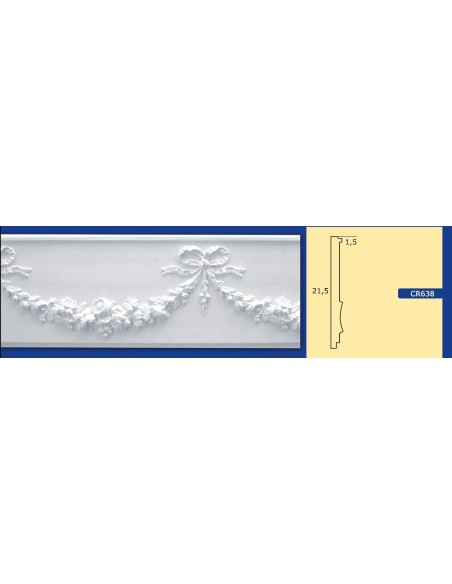 FRAME WALL FOR INTERIOR PLASTER CERAMIC PAINTABLE ART. 638 ROD 1.5 MT