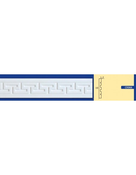 CORNICE DA PARETE PER INTERNI  IN GESSO CERAMICO VERNICIABILE  ART.966 ASTA DA 1,5 MT