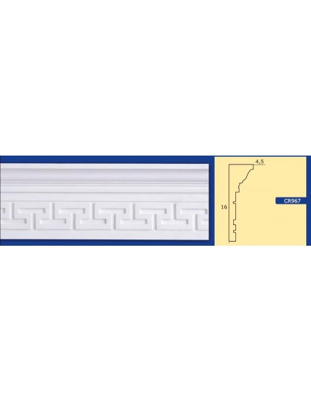 CORNICE DA PARETE PER INTERNI  IN GESSO CERAMICO VERNICIABILE  ART. 967 ASTA DA 1,5 MT