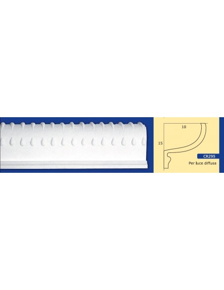 CORNICE DA PARETE PER INTERNI  IN GESSO CERAMICO VERNICIABILE  ART.295 ASTA DA 1,5 MT