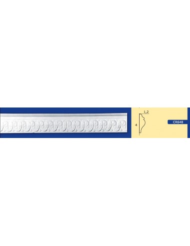 CORNICE DA PARETE PER INTERNI  IN GESSO CERAMICO VERNICIABILE  ART. 648 ASTA DA 1,5 MT
